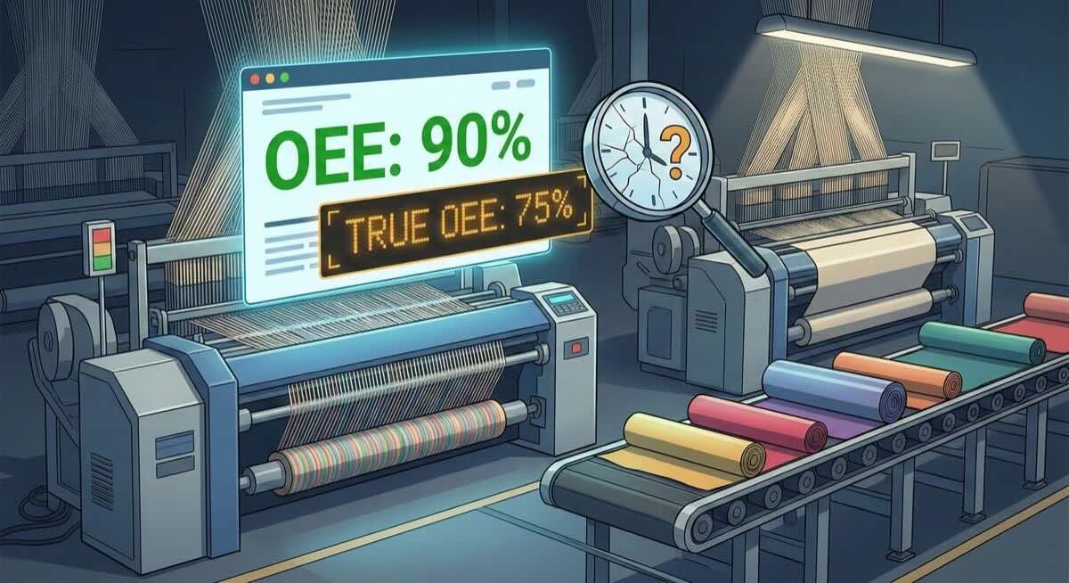 Tekstilde gerçek OEE hesaplama - sensörler ve operatör veri girişi