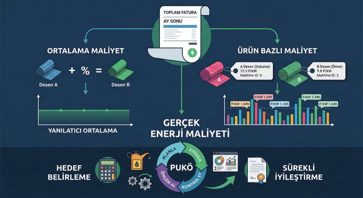 Ürün bazında enerji maliyeti hesaplama - tekstil fabrikası